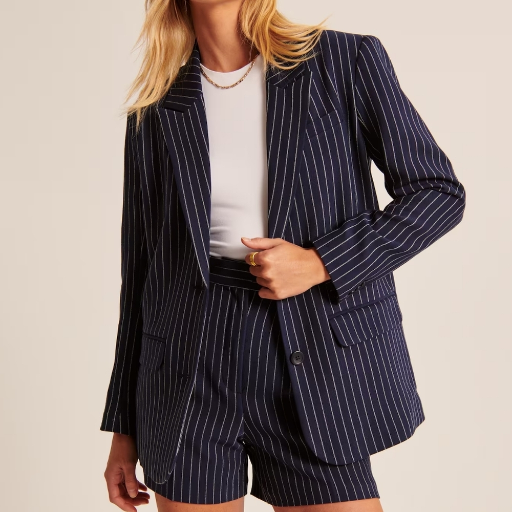 Abercrombie & Fitch Navy Striped Blazer